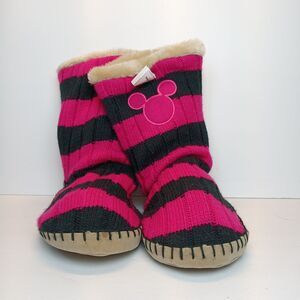 Walt Disney World Disneyland Resort Pink And Black L/XL Slipper Boots NEW